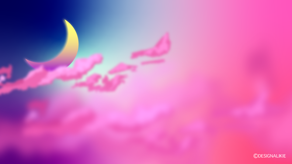 Crescent Moon and Pink Clouds