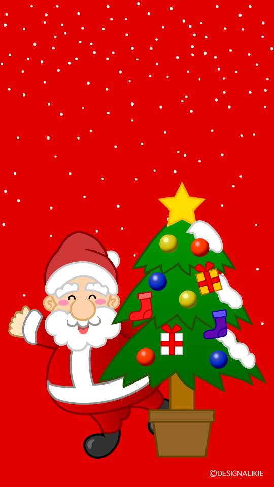 サンタとクリスマスツリー 無料の壁紙画像集 Illustlive