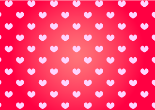 Pink Heart Pattern on Red Gradient Background
