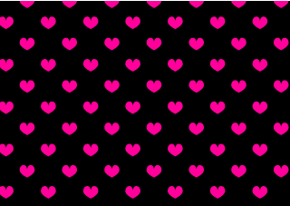 Pink Heart Pattern on Black Background