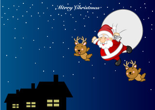 Flying Santa Claus and Reindeer