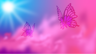 蝶々とピンク雲