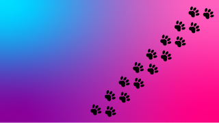犬足跡シルエットとピンク雲